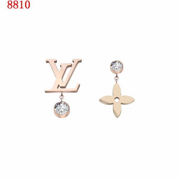 

luxury designer jewelry women earrings four leaf flower earrings stainless steel silver rose gold elagant asymmetrical diamond stud 7, Golden;silver