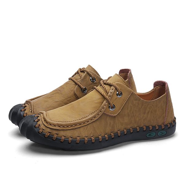 

2020 fashion new oxfords genuine leather men shoes moccasins casual low lace-up shoes zapatillas hombre big size 39-47, Black