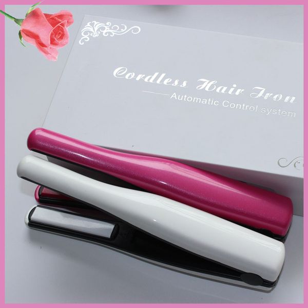 

portable ceramic hair straightener with curler rechargeable mini usb battery charge flat iron cordless mini wireless hair iron, Black