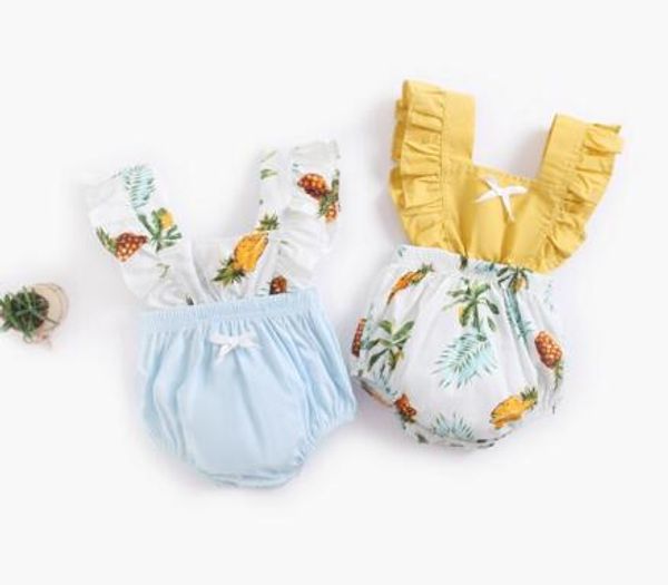 

baby kids designer clothes romper Summer Short Sleeve Colors Patchwork With Flower Print Romper 100% cotton girl rompers 0-2T