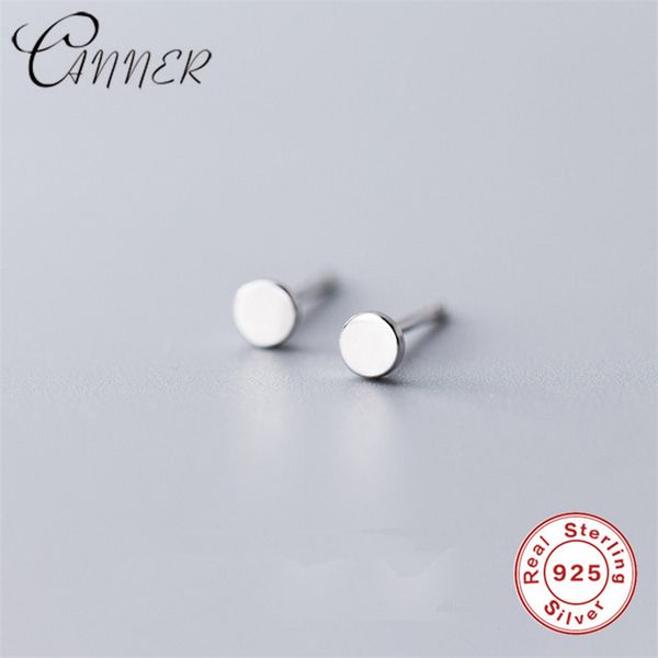 

stud canner fashion round small earrings dumbbell 925 sterling silver for women simple korean jewelry brincos, Golden;silver