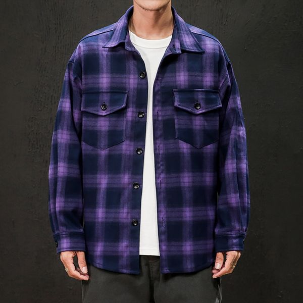 

men shirt casual fashion plaid printing loose hoodie removable long sleeve camisa dos homens camisa social masculina mens shirts, White;black
