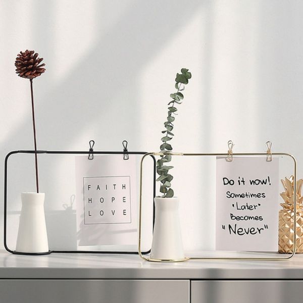 

nordic style metal picture frame with decorative ceramics vase iron frame flower arrangement for home office deskornament