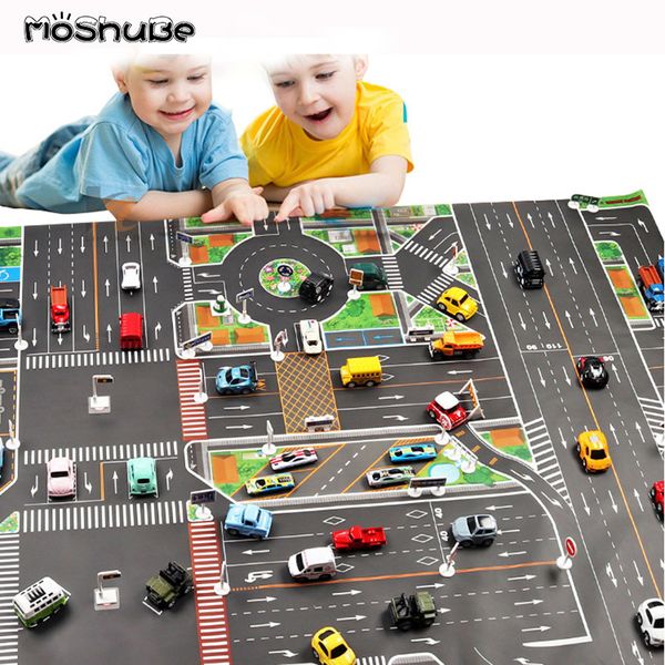 

teaching baby play mat waterproof foldable climb route map city town crawling pad kids rug parking lot children road toy carpet