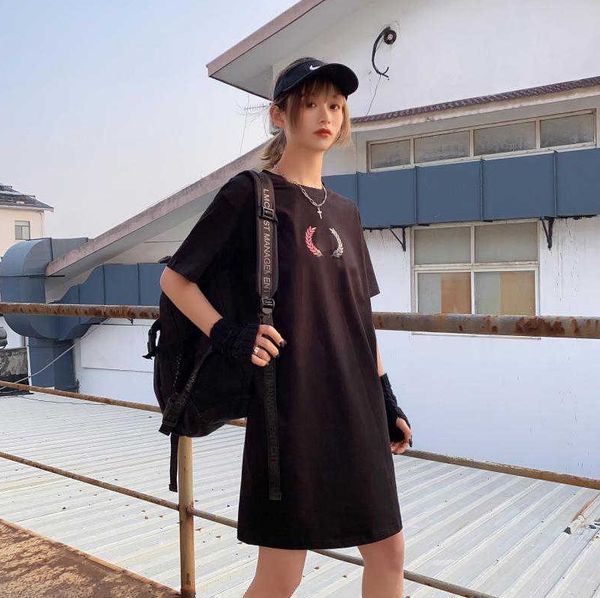 

2020 дизайнерские женские рубашки платья новые 20-летние футболки платья свободные женские брендовые футболки платье 5 цветов размер s-2xl y, Black;pink