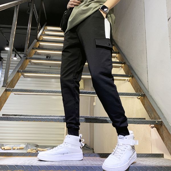 

spring new joggers pants men fashion track pants solid color casual trousers man streetwear hip hop trend wild loose sweatpants, Black