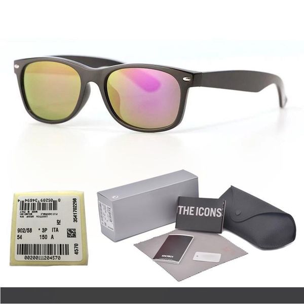 

metal hinge brand design sunglasses for men women plank frame mirror glass lens fashion sun glasses with cases and label, White;black