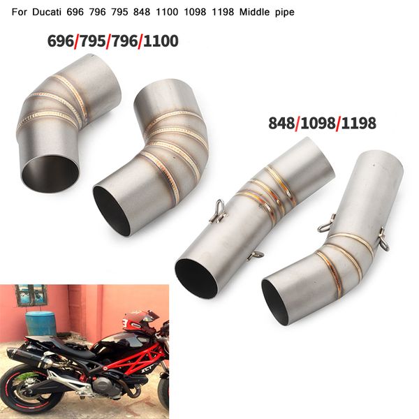 

silp on for 696/796/795/848/1100/1098/1198 motorcycle middle connecting pipe modified stainless steel link exhaust system