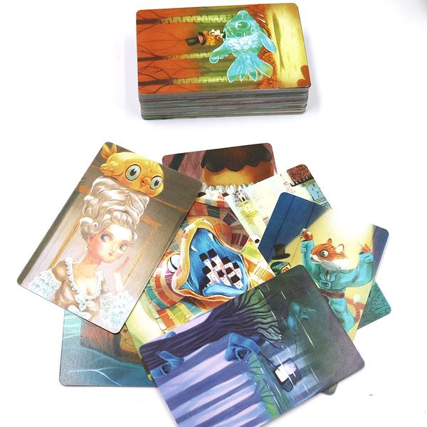 

2020 obscure dixit deck 4 cards wooden bunny russian and english rules board game for family party y200414
