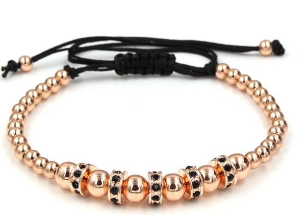 

8mm gh4 gold silver copper cz zircon cubic zirconia elastic adjusted men macrame charm prayer buddha yoga bracelet bangles, Black
