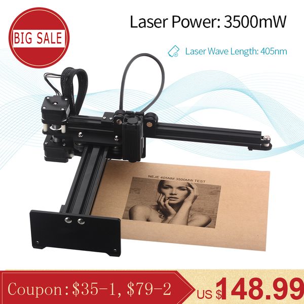 NEJE Mestre 3500mw 405nm área de trabalho CNC Laser Gravador portátil DIY Gravura Carving máquina de corte a laser máquina de gravura