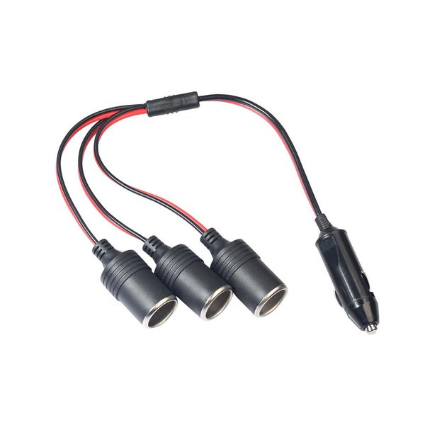 

portable 180w car 1 male to 3 female cigarette lighter charger cable splitter