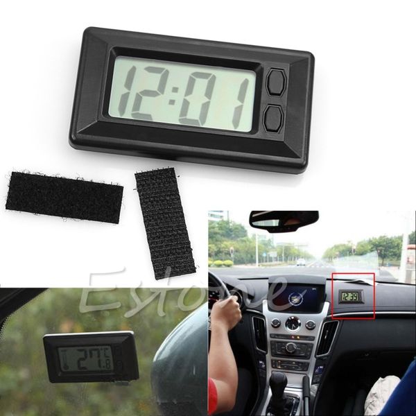 

new universal black digital clock for car-truck-bike-scooter interior dash drop shipping