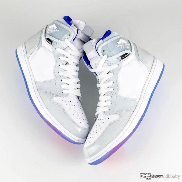 

new air authentic 1 high zoom r2t racer blue basketball shoes retro white 1s men sports sneakers ck6637-104 with box