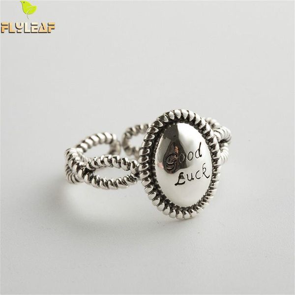 

flyleaf twist winding oval letter good luck open ring 100% 925 sterling silver rings for women fine jewelry vintage, Golden;silver