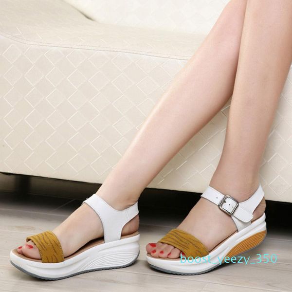 

doratasia leisure women buckle strap wedges mixed color shoes 2020 casual sandals women mixed color platform sandals b35, Black