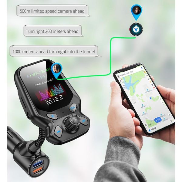 

tospra 1pc wireless bluetooth modulator kit hands-car 1.77-inch color screen mp3 player with 5v3afast charging