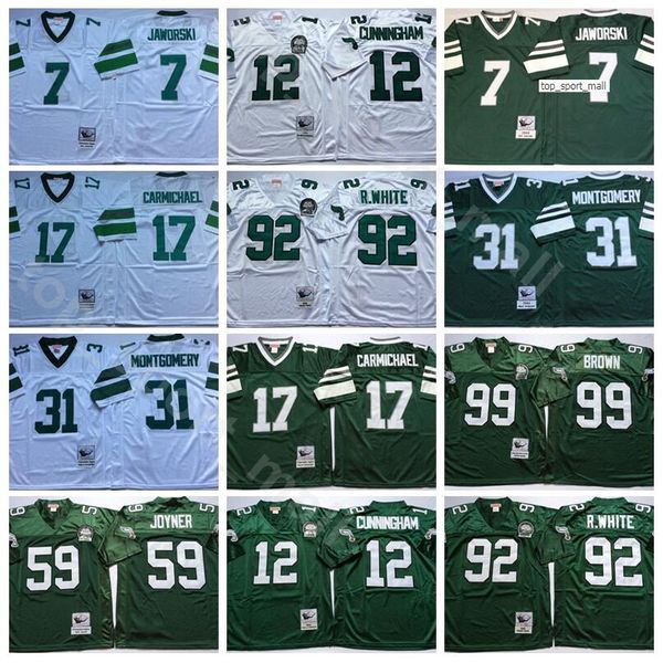 

ncaa football reggie white randall cunningham jerseys jerome borwn wilbert montgomery harold carmichael ron jaworski joyner vintage man, Black;red