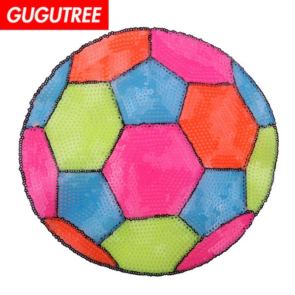 

gugutree sequins embroidery big football patch animal cartoon patches badges applique patches for clothing fd-22, Black