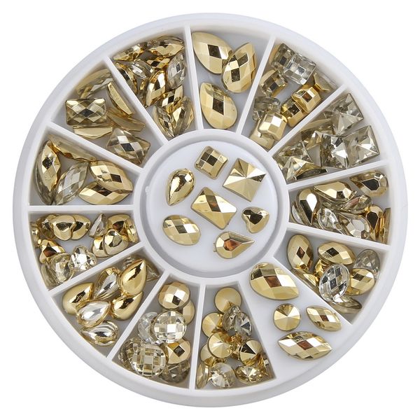 

mixed size gold color crystal 3d nail rhinestones flatback non ix glitter nail art stones diy phone decorations, Silver;gold