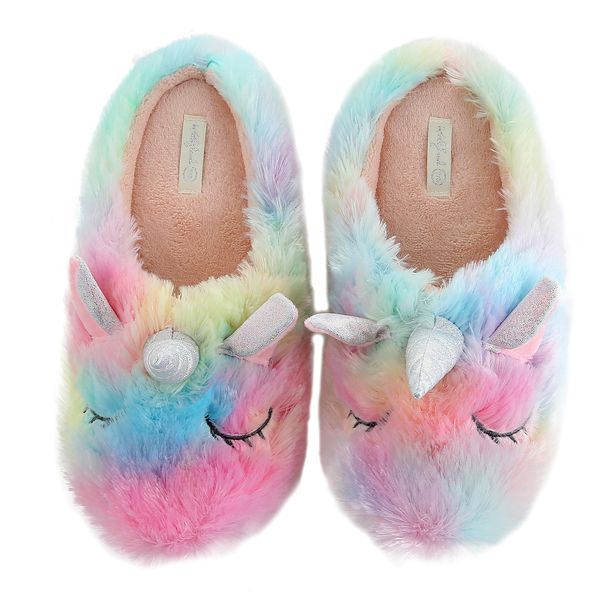 

millffy unicorn shoes cortoon rainbow comfy home indoor warm women animal slippers s20331, Black