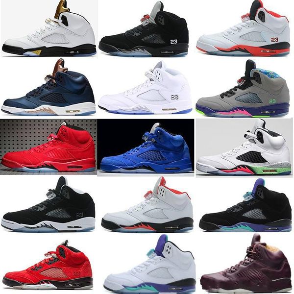 

2018 new 5 5s v olympic metallic gold white cement man basketball shoes og black metallic red blue suede fire red sport sneakers