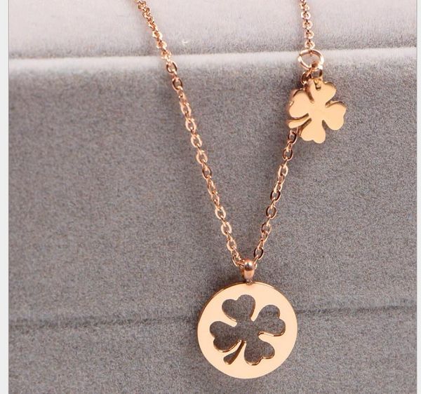 

necklace 14k titanium steel rose gold hollow necklace women's fashion short chain will not fade, Silver