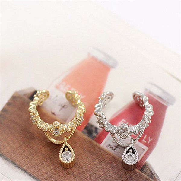 

1 pcs fashion punk ear cuff wrap rhinestone cartilage clip on earring no piercing, Silver