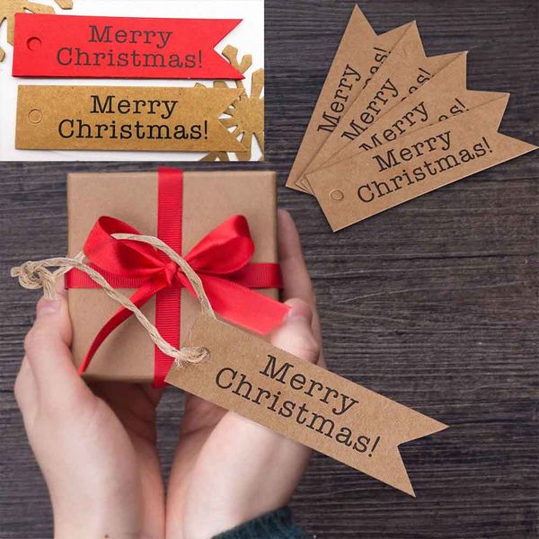 

100pcs christmas gift tag candy bag box hanging paper label christmas craft card gift tree decoration craft