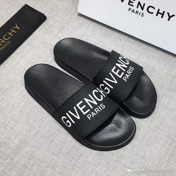 

2019 quality luxury designer givenchy mens womens summer rubber sandals beach slide fashion slippers indoor shoes size 36-46 eur, Black