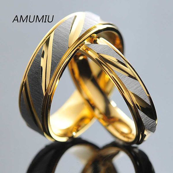 

amumiu stainless steel couples rings for men women gold wedding bands engagement anniversary lovers his and hers promise kr005, Slivery;golden