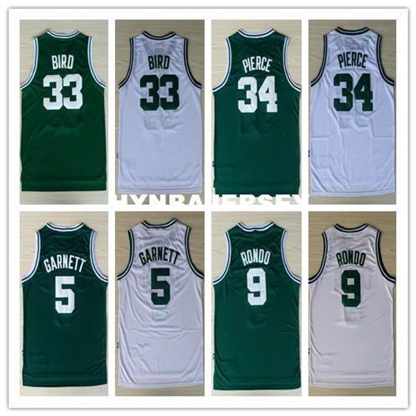 

#33 bird #34 paul pierce #9 rajon rondo #5 kevin garnett basketball jersey retro retro stiched jerseys short ncaa college, Black;blue