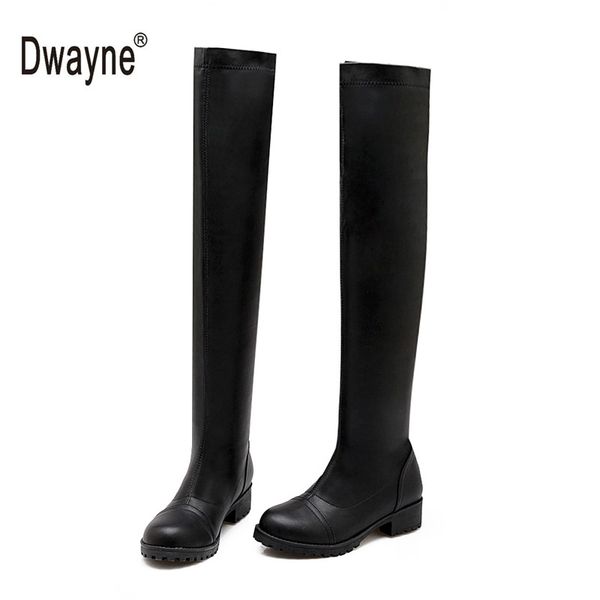 

flexible pu boots women boots zapatos mujer over-the-knee for women winter botas femininas winter shoe 733-5-60, Black