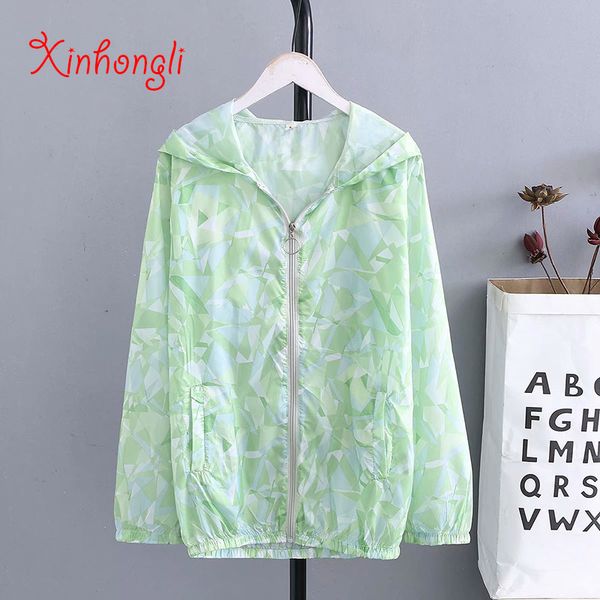 

plus size hooded zipper summer women jackets 2019 casual ladies thin loose coats female green orange blue, Black;brown