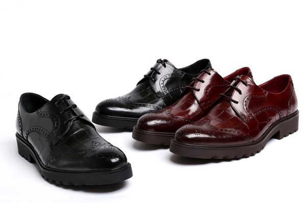 

men's leather shoes large size cowhide formal wear wedding shoes ever zapatos de hombre, Black