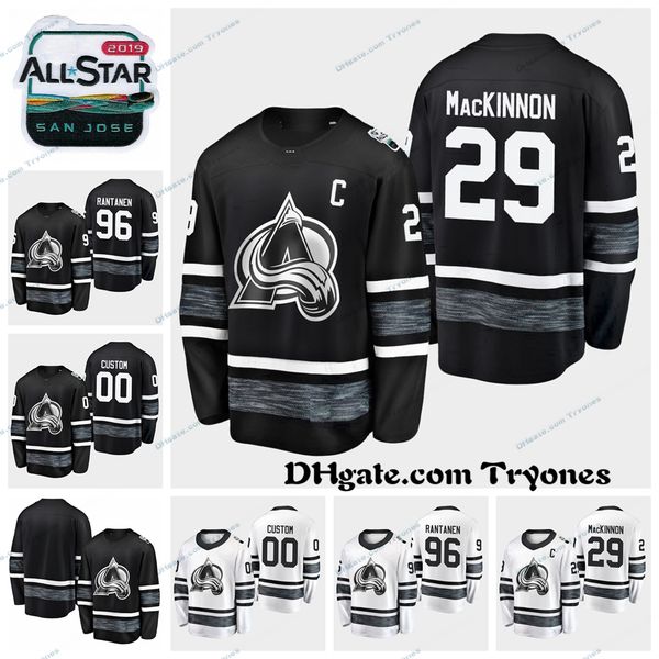 

2019 all star game 29 nathan mackinnon colorado avalanche stitched jerseys black white customize 96 mikko rantanen hockey jerseys, Black;red