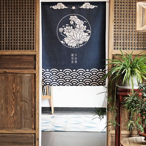 Chinese Classical Style Lotus Door Curtain Japanese Closure