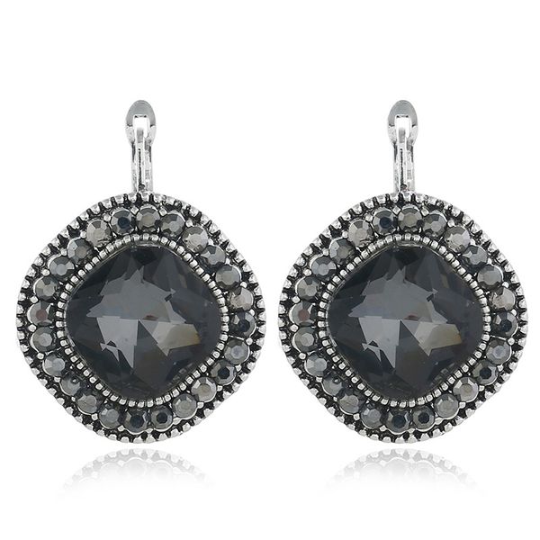 

retro alloy diamond-inlaid square geometry crystal earrings with simple european and american fashion jewelry, Golden