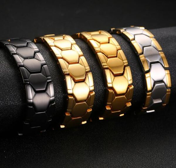 

8.06'' x 18mm selling pure stainless steel heavy 79g energy magnetic germanium bracelet bangle jewelry men's holiday gift, Black