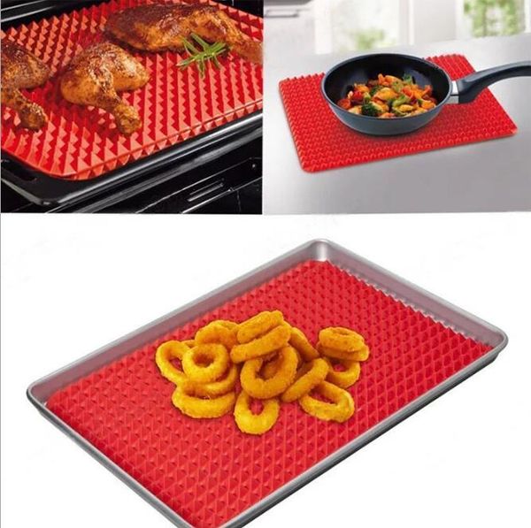 

new silicone baking wholesale-red pyramid pan nonstick mat mould cooking mat oven baking tray silicone baking