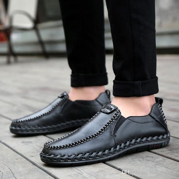 

genuine leather male shoes leisure dress shoe suede loafer official shoes gentle mens travel walk shoe casual comfort breath shoes for men, Black