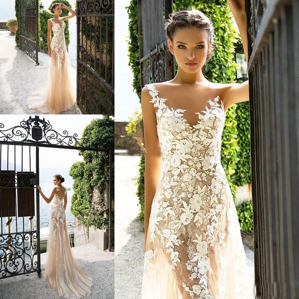 

Milla Nova Bohemian Wedding Dresses Mermaid Lace Applique Scalloped Country Beach Boho Cheap Wedding Bridal Gown robe de mariee 2019