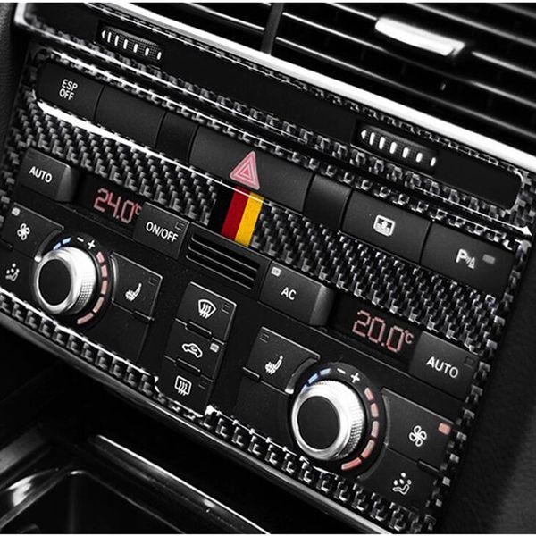 Center Console Air Conditioning Cd Frame Decoration Cover Trim For Audi A6 C5 C6 2005 2011 Carbon Fiber Car Accessories Car Interior Decoration