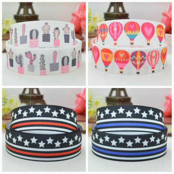

7/8" 22mm 50 yards valentine's day air balloon star printed grosgrain ribbon hair bow diy hair accessories party decoration, Slivery;white