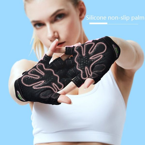 

new fitness supplies half-finger gloves breathable mesh gym gloves non-slip dumbbells exercise cycling sports, Black
