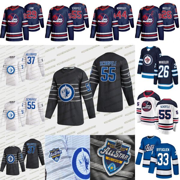

55 mark scheifele winnipeg jets 2020 all start jersey connor hellebuyck blake wheeler patrik laine dustin byfuglien josh morrissey pionk, Black;red