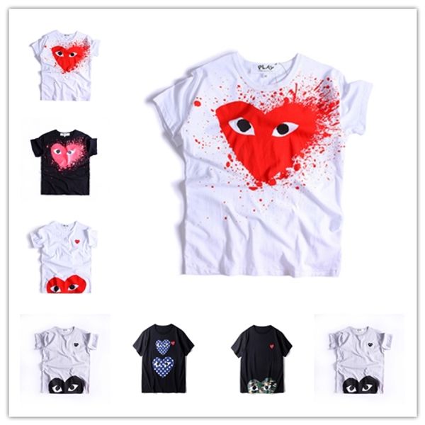 

luxury commes mens t shirts white black heart new cdg embroidered single heart short sleeve t-shirts embroidery heart tee