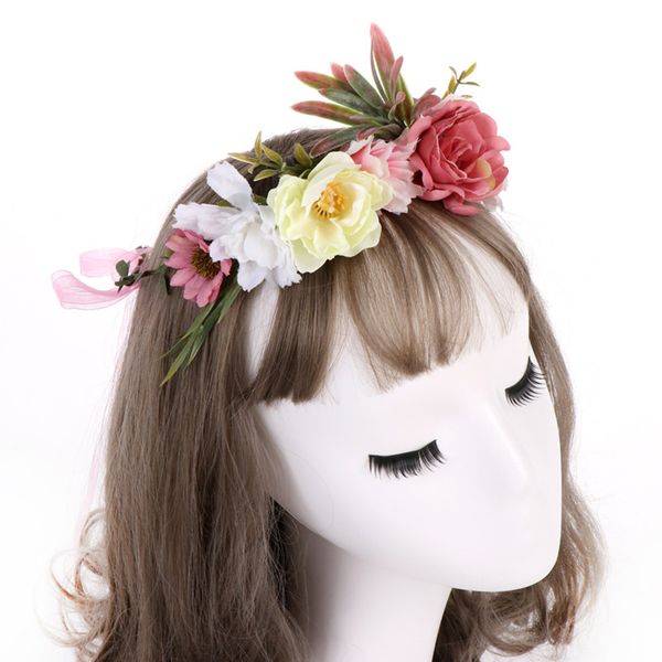 

1pcs handmade flower bridal headband floral crown headpiece women bohemian headdress wedding festival party decoration