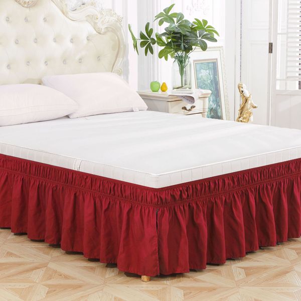 

Elastic Bed Ruffle Skirt Easy Fit Wrap Around Soft Twin  Queen King Size Bed
