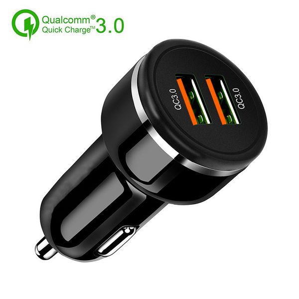 

car usb charger quick charge 3.0 mobile phone charger 2 port usb fast for iphone 7 8 x xs samsung tablet car-charger
